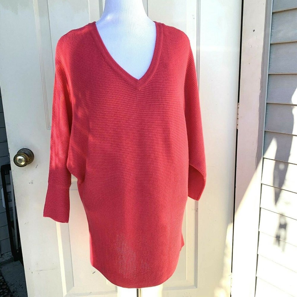 Ellen Tracy pink acrylic tunic lenght sweater L